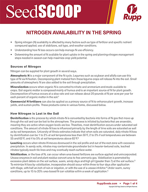 Screen shot image of SeedSCOOP publication discussing nitrogen availability in the spring.